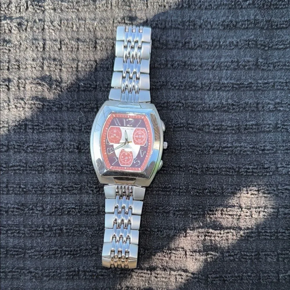 Vellaccio Silver Red Chronograph Watch